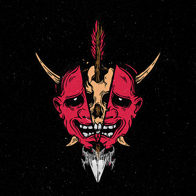 Skull Devil Mask 2 T-Shirt Design apparel arrow brand branding demon design devil graphic design horn illustration logo mask merchandise motion graphics silentowl skull tee tshirt vector vintage