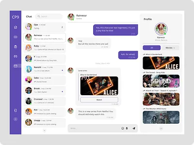 Streaming service CP9 – chat chat dashboard design interface product design streaming service ui ux