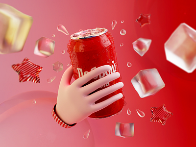 #150 Добрый Cola / Blender 3D Illustration 3d blender brand branding cola commercial design dribble ice illustration pepsi red russia добрый