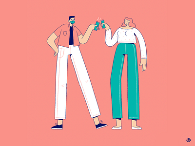 Cheers cartoon character characterillustration colour cute design drawing female figures flat flatcolor human illustration male man minimal proportions simple styletest woman