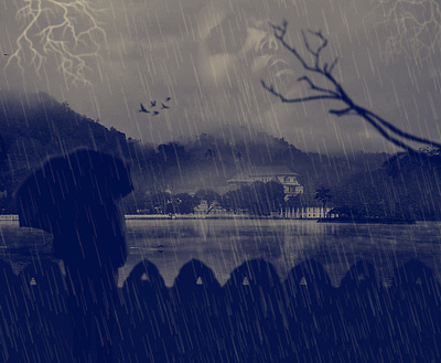 Evening rain in Kandy design graphic design