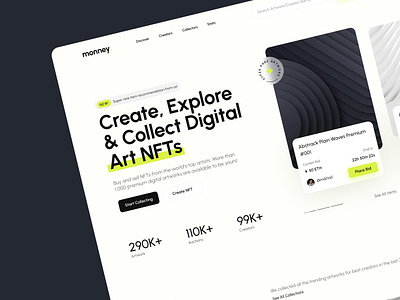 NFT Website UI - monney design hero section ui