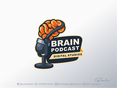 Brain Podcast Logo branding design graphic design identity illustration logo mark tshirt vector