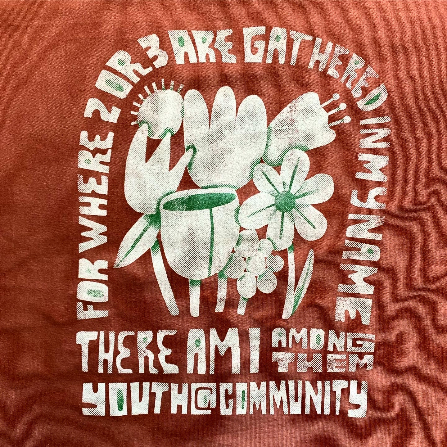 flower print church flower group half lettering print screen sun texture tone tshirt youth