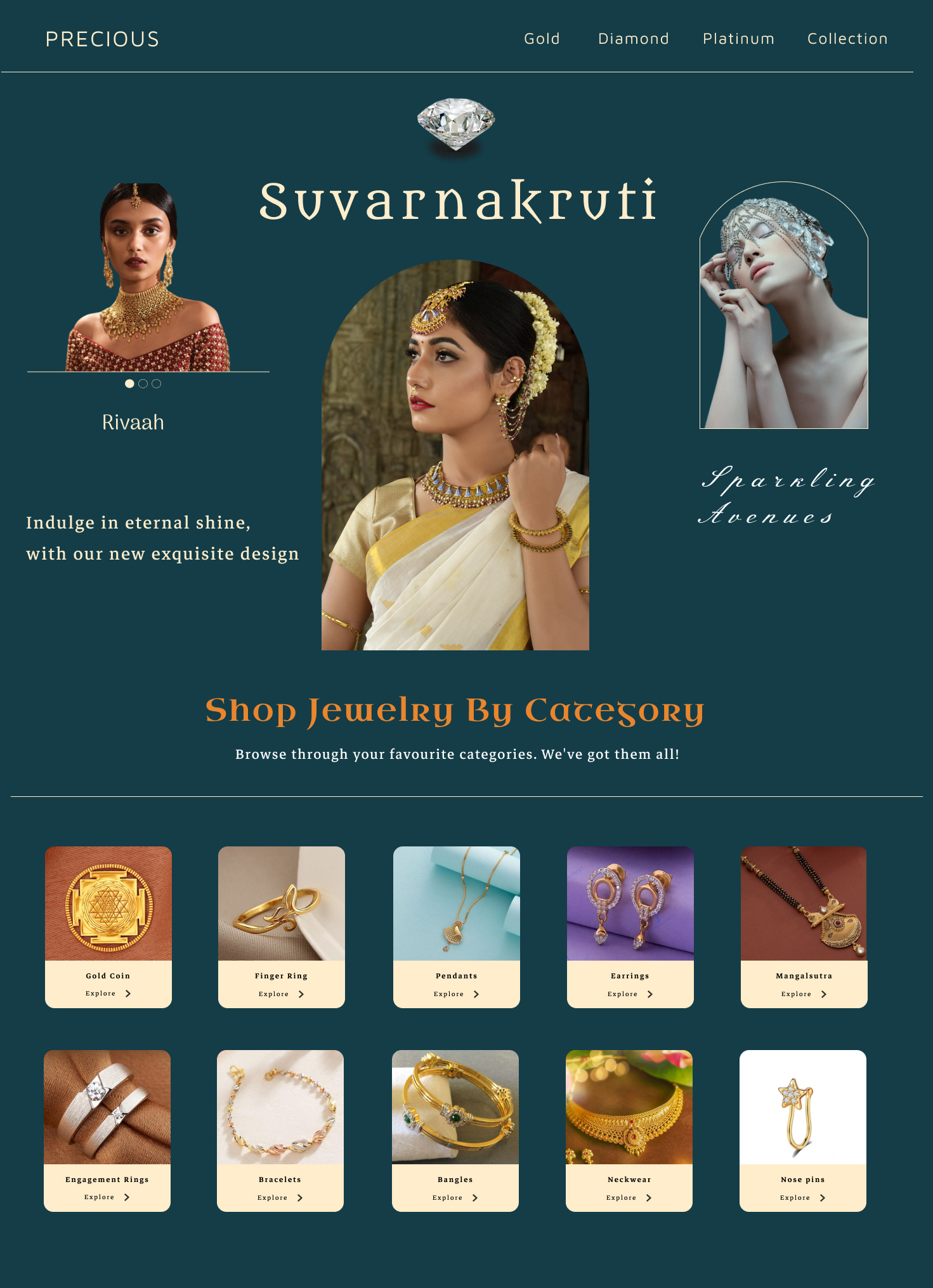 Landing page for Indian Jewelry Brand 3d branding design ecommerce graphic design jewelry lavish luxury ui ux