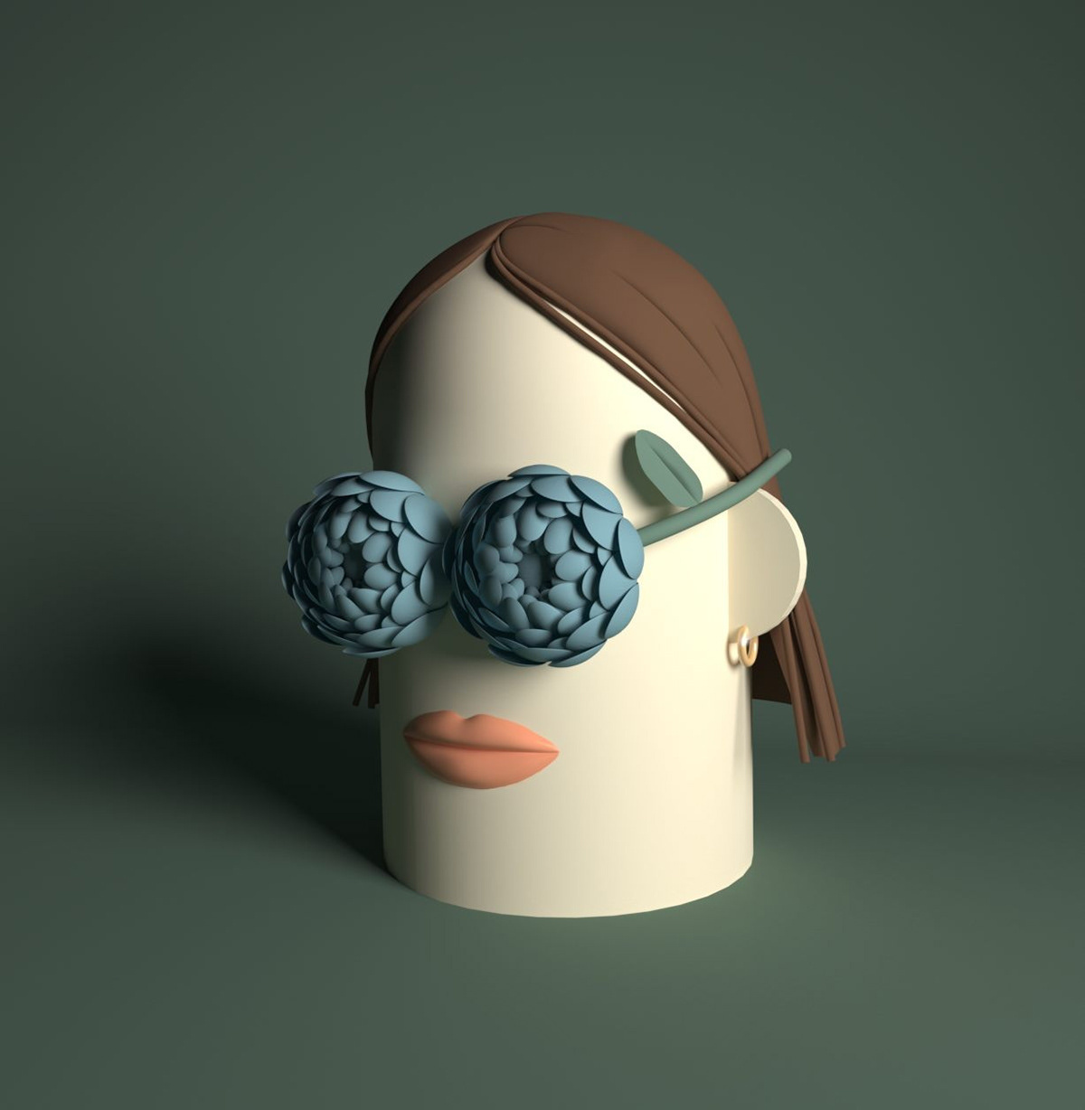 Blooming 3d 3dportrait illustration martynasauz minimal portraitart render stylized portrait