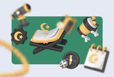Happy Ramadhan Icons 3d 3d design 3d icon pack 3d icons 3d illustration blender fasting kareem muslim ramadan ramadhan religion