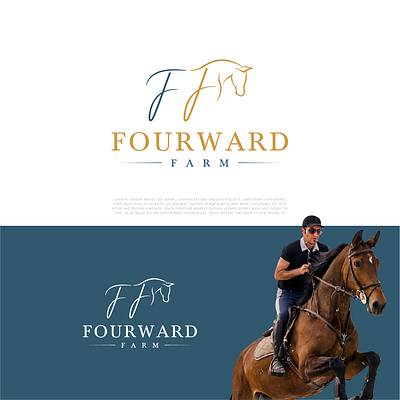 Logo Fourward Farm cowboy equestrian farm horse letter f logo logo design luxury minimalist ranch riding