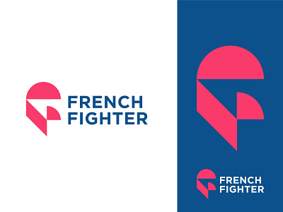 French Fighter animal design f flag france logo red rooster