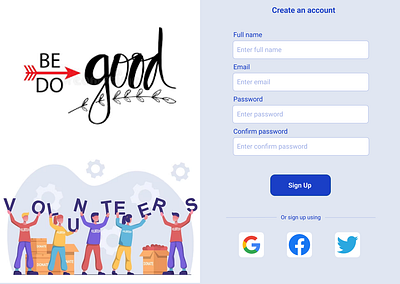 Volunteer Sign Up Page app design illustration typography ui ux