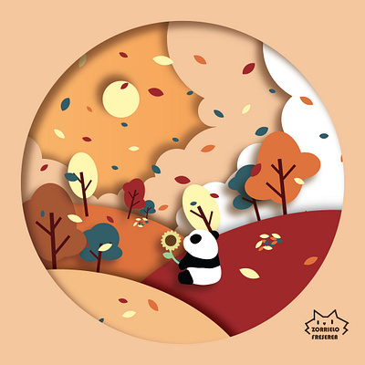 Autumn with a Panda adobe adobeillustration adorable artwork creative