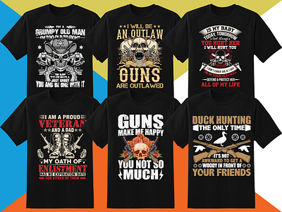 T-Shirt Designs Bundle army bundle cowboy design graphic design gun illustration logo merchbyamazon skull tshirt typography vector vintage