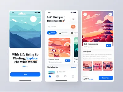 Wayfinder - Travel Mobile Apps clean design destination tourism travel travel agency travel app traveler travelling trip ui ui design