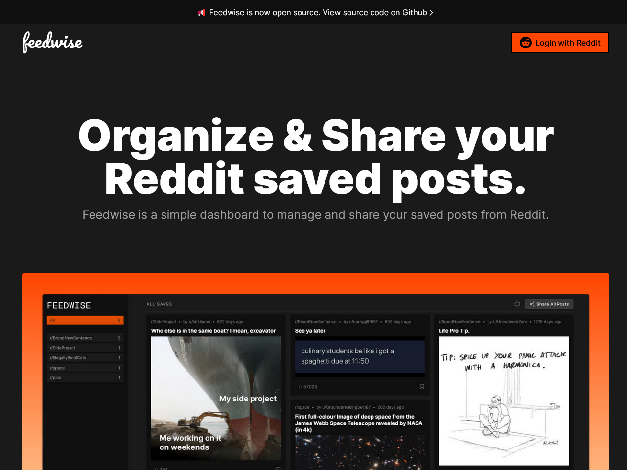 Feedwise Manage your reddit saved posts by Manish Basargekar on Dribbble