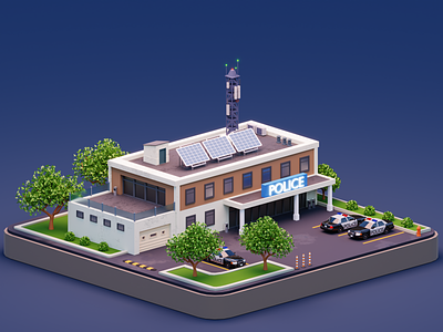 POLICE Station 3d 3dart architecture blender blenderrender cgi cycles design gamedev illustration infrastructure police render