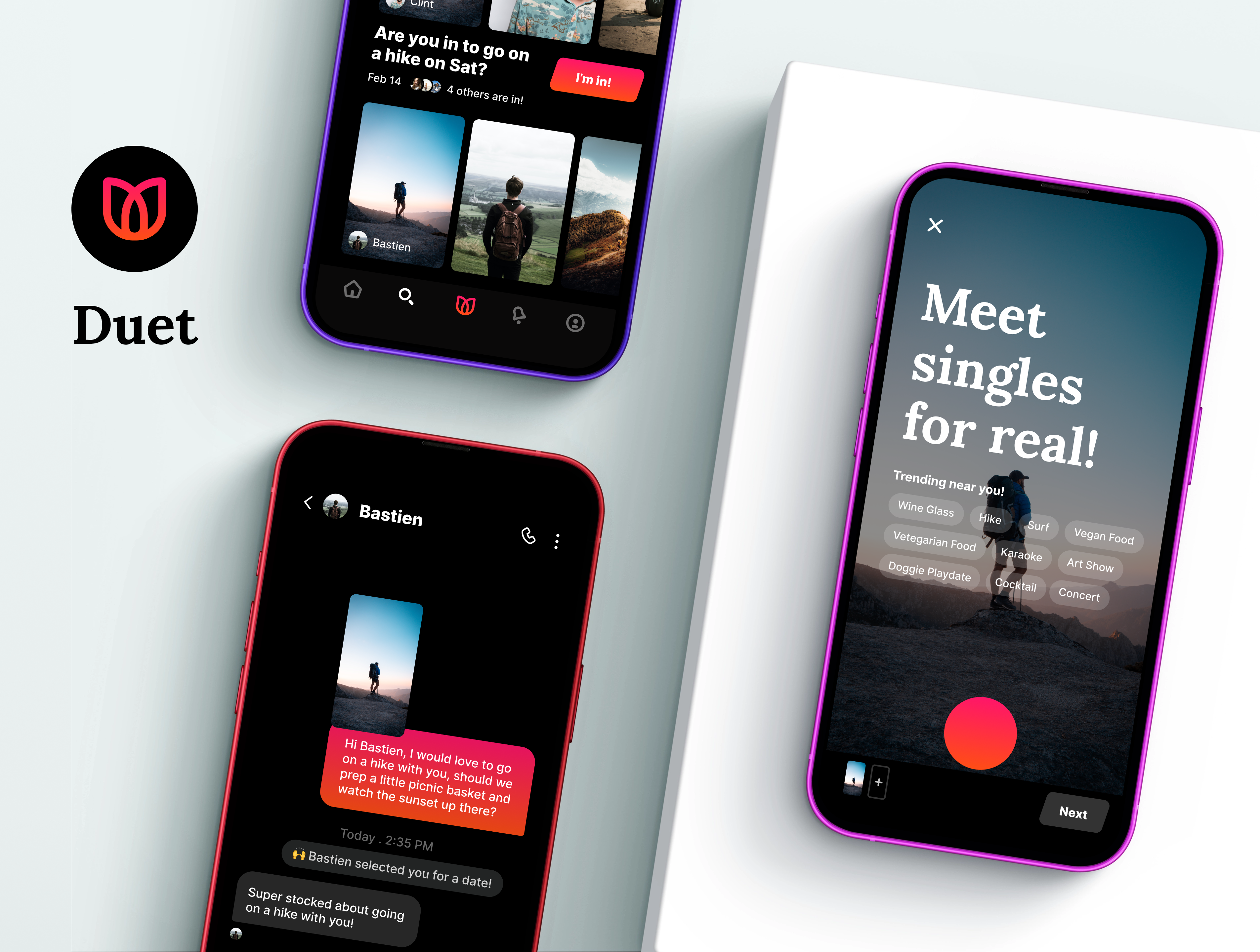 Example of Duet - The dating app that takes you out.