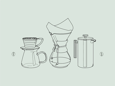 Craft Coffee Brewing Methods brew method coffee coffee art coffee shop craft coffee design filtered coffee graphic design illustration line art realistic