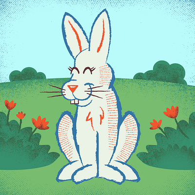 Springtime Rabbit animals blooming bunnies bunny cute ears easter flowers foliage forest greenery illustration meadow nature pets plants rabbits spring texture zodiac