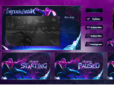 SPIDER-MAN Twitch Stream Graphics [PRE-MADE] design gaming illustration logo overlay premade stream stream graphics stream overlay stream pack twitch twitch overlay twitch.twitch pack