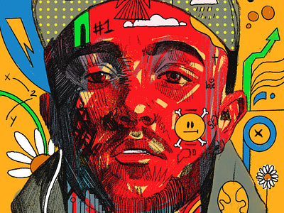 Rap is Cool character heaven illustrated illustrated portrait illustration illustrator mac miller people portrait portrait illustration portrait illustrator procreate rap rap is cool rapper