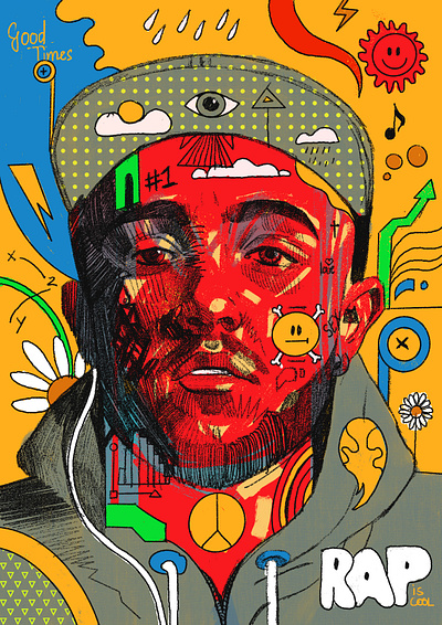 Rap is Cool character heaven illustrated illustrated portrait illustration illustrator mac miller people portrait portrait illustration portrait illustrator procreate rap rap is cool rapper