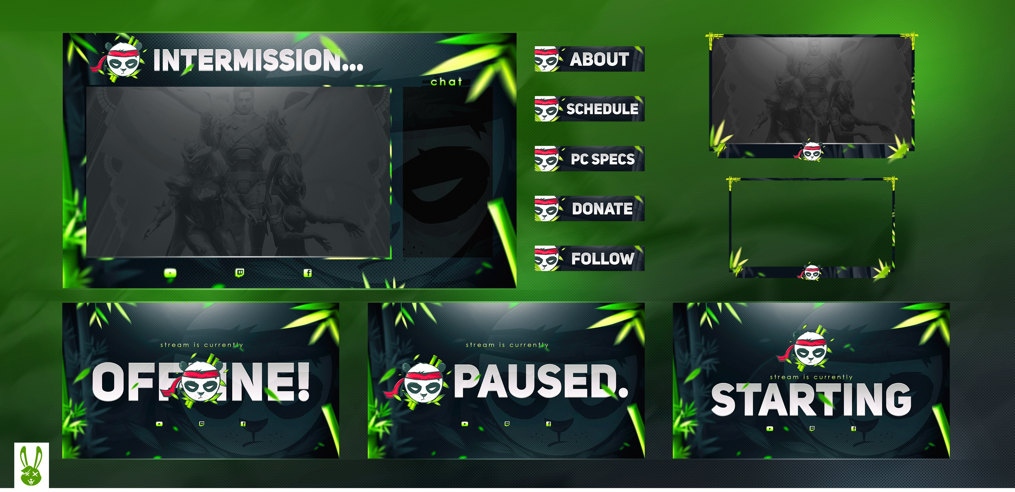 PANDA Twitch Stream Graphics [PRE-MADE] design gaming illustration logo overlay stream stream overlay stream pack twitch twitch overlay