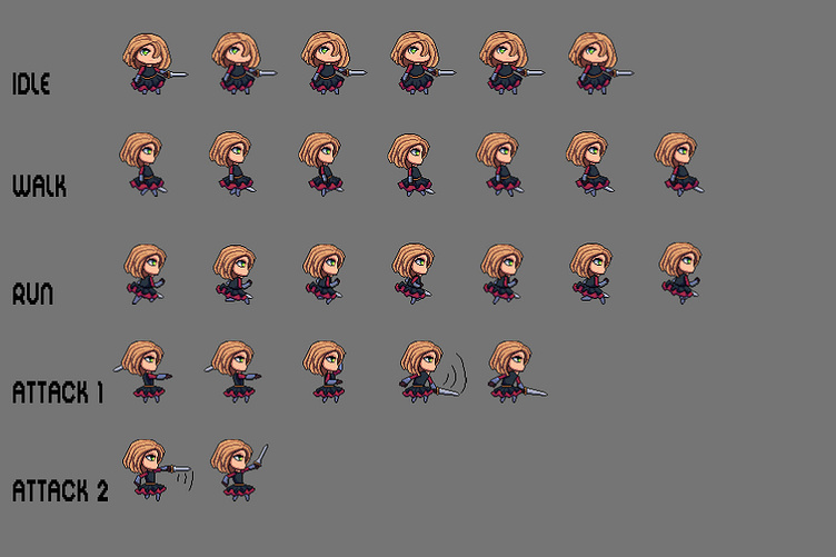 Free Fantasy Chibi Female Sprites Pixel Art by 2D Game Assets on Dribbble