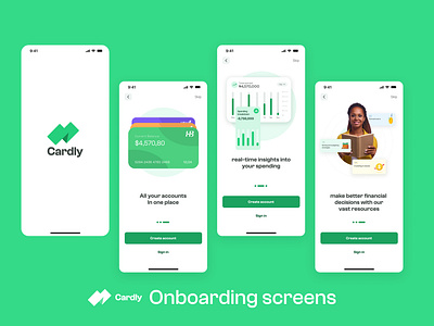 Cardly Onboarding screens branding design graphic design onboarding sign in ui ux webdesign