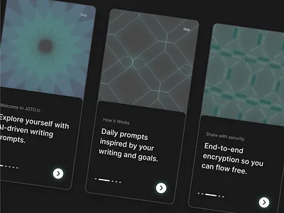 AI Journal App Onboarding Preview ai app darkmode interface journal onboarding ui