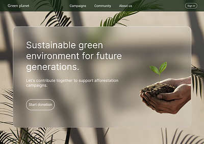 Donations Landing Page Design 🌱 afforestation design donations earth environment figma green landing page nature planet plant sustainable ui ux