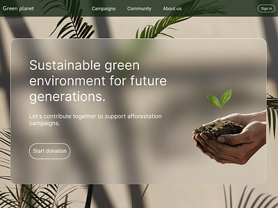 Donations Landing Page Design 🌱 afforestation design donations earth environment figma green landing page nature planet plant sustainable ui ux