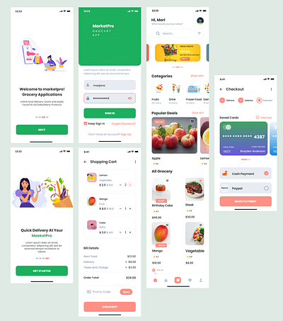 Grocery shop UI design food app grocery illustration mobile app ui uiux ux website design