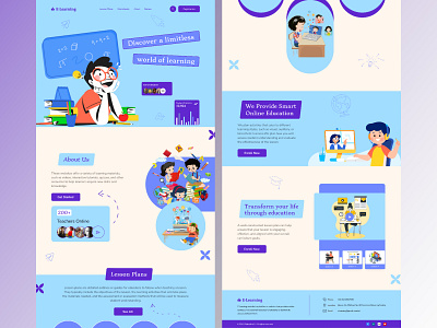 Online education and e-learning landing page design attractiveui course design e learning e learning platform education website illustration landing page learning app learning platform online courses online education online tutoring trending uiux user experience design websitedesign