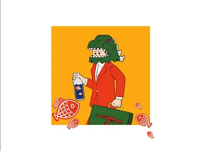 Last Fish abstract animation dino doodle fish graphic design illustration