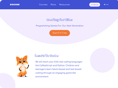Kids Coding Education Website design education website graphic design kids coding ui ux