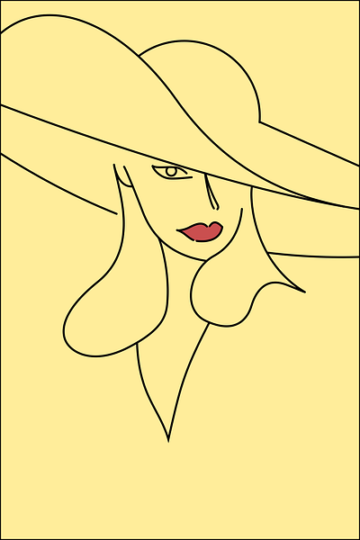 Hat lady character colour design illustration stylized vector