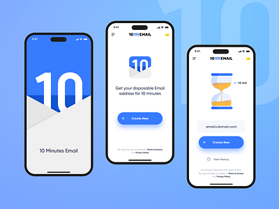 10Min - Temporary Email Generator Mobile App 10 app app design design email email app generator mobile outlook ui ux