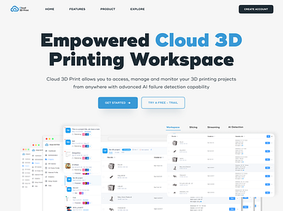 Cloud3D Print - SaaS Landing Page design graphic design illustration typography ui ux vector