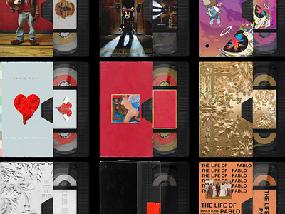 Kanye West Albums As VHS Tapes album art album cover art branding concept art cover art design digital art music art photoshop product design vhs