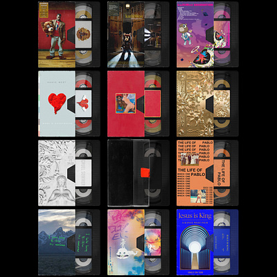Kanye West Albums As VHS Tapes album art album cover art branding concept art cover art design digital art music art photoshop product design vhs
