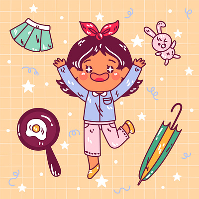 Kawaii Girl bunny cute egg girl graphic design illustration illustrator kawaii vectorial