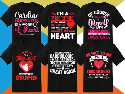 Cardiologist T-Shirt Designs Bundle bundle cardiologist design doctor fiverr graphic design heartbeart illustration logo love merchbyamazon nursing printondemand tshirt typography upwork vector