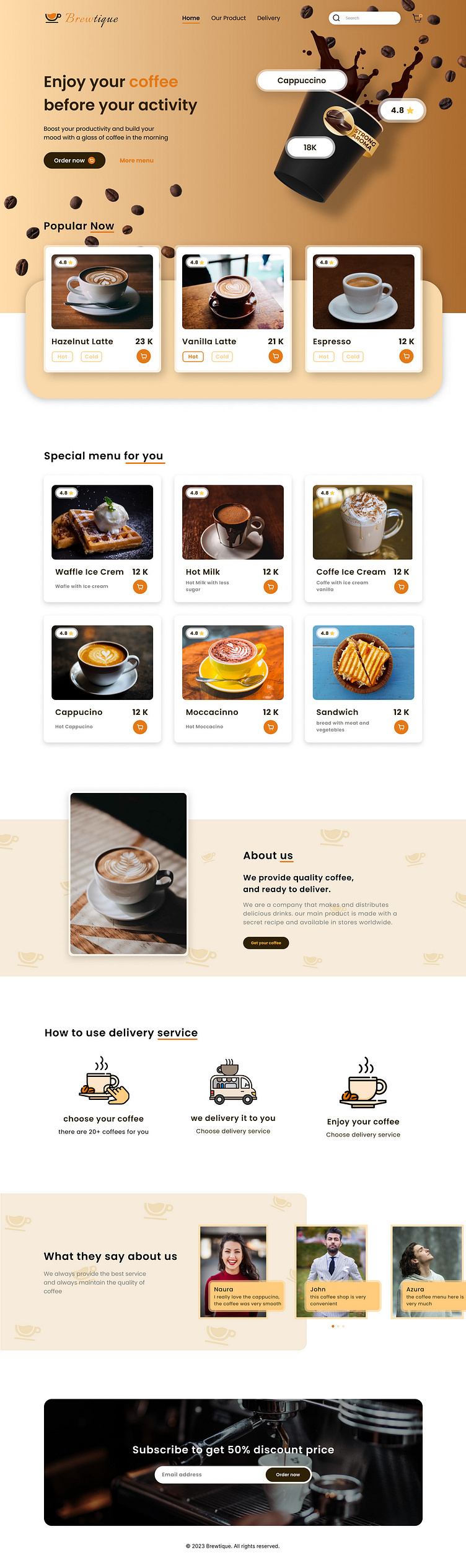 Coffee Shop Landing Page Design by Ibraadesign on Dribbble