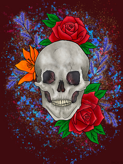 Floral Skull design illustration