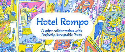 Hotel Rompo accordion book artistbook drawing illustration print risograph surreal