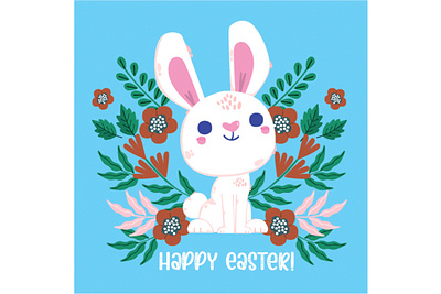 Easter Day Bunny Illustration animal bunny day easter egg flower holiday illustration rabbit spring vector