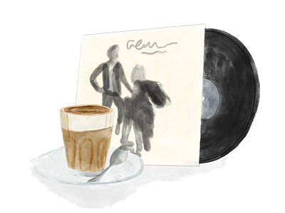 Coffee and Record Illustration coffee illustration procreate record watercolour