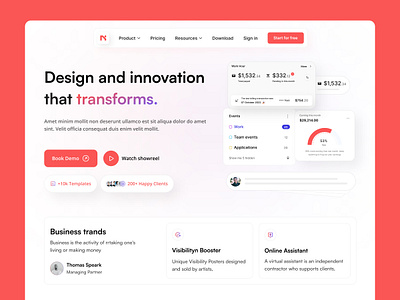 Design Agency Header UI agency branding colourful design header heading landing page light logo typography ui ux visual web design website