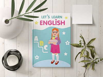 Cover for book book branding children cover cute design fun girl graphic design illustration kid learn people pupil student study typography vector