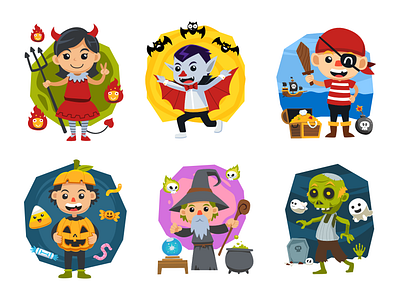 Halloween Character Set cartoon character design illustration vector